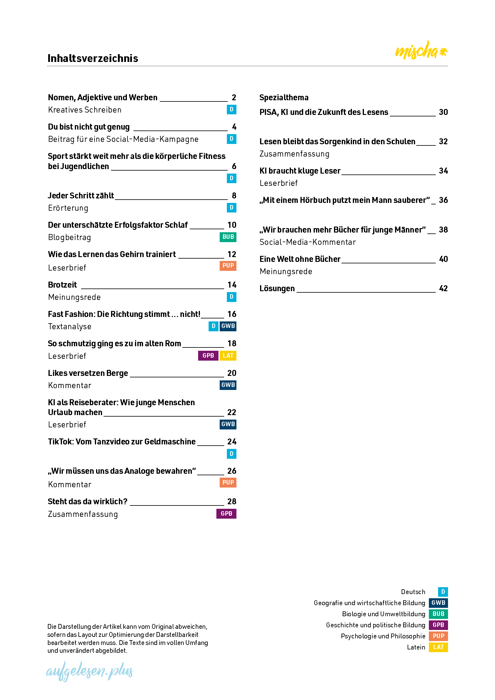 aufgelesen.plus WS 2026/27 eins
